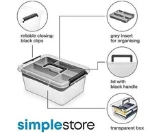 ORPLAST Viršelio talpyklA ir 4 skyriai Organizatorius su SimpleStore laikikliu 12.5 L