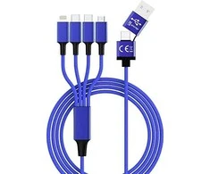 Smrter smrter Hydra ELITE 6in1 Nylon-Ladekabel USB kabelis tipas USB-C, tamsiai mėlyna mažmeninė prekyba