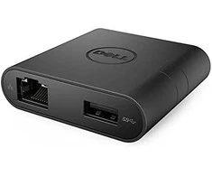DELL USB-C – HDMI / VGA / Ethernet / USB 3.0, juodas, laidinis, USB 3.2 Gen 1 (3.1 Gen 1) Type-C, 10,100,1000 Mbit/s, juodas, 1920 x 1080 pikselių, Dell