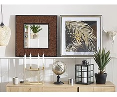 Beliani Sieninis veidrodis BOISE 60 cm x 60 cm tamsiai rudas tikmedžio masyvas