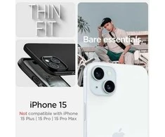 Spigen Thin Fit dėklas skirtas Apple iPhone 15,  spalva - Juoda