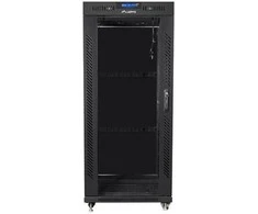 LANBERG FF01-8822-12BL laisvai pastatomas stovas 19 colių savaime surenkamas plokščias paketas 22U/800x800mm juodas stiklinių durų LCD
