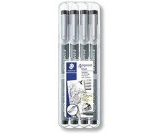 Pigmentinio rašalo žymeklių rinkinys iš 4 (0,1 0,3 0,5 0,7 mm) Staedtler