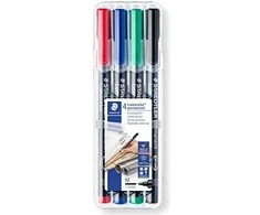 Staedtler Lumocolor 317 WP4 marker permanentny Juodas, Mėlyna, Žalias, Raudona 4 vnt.
