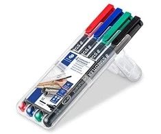 Staedtler Lumocolor 317 WP4 marker permanentny Juodas, Mėlyna, Žalias, Raudona 4 vnt.
