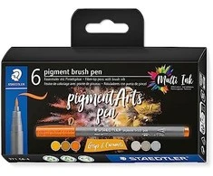 Staedtler STAEDTLER MultiInk Pigment Arts šepečių rašiklis 6er-Set grau&amp;Caram mažmeninė prekyba