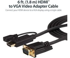 Kabelis StarTech HDMI - D-Sub (VGA) + mikro USB 2m juodas (HD2VGAMM6)