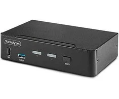 StarTech.com 2 prievadų „DisplayPort KVM“ jungiklis, 8K 60Hz / 4K 144Hz, vienas ekranas, DP 1.4, 2 USB 3.0 prievadai, 4 USB 2.0 HID prievadai, mygtukų ir karštųjų klavišų perjungimas, suderinamas su TAA – nepriklausomas nuo OS, metalinis korpusas (D86A2-2-PORT-8K-KVM) – KVM / garso / USB jungiklis