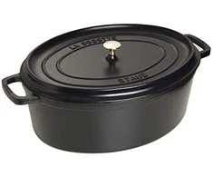 Ovalus ketaus puodas STAUB, 31 cm, 5,5 l, spalva: juoda