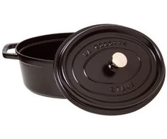 Ovalus ketaus puodas STAUB, 31 cm, 5,5 l, spalva: juoda