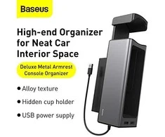 Metalinis porankio konsolės organaizeris Baseus Deluxe dual USB juodas CRCWH-A01