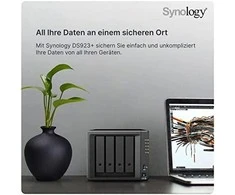 Serveris Synology Sinologija | 4-Bay | DS923+ | Iki 4 HDD / SSD karšto pakeitimo | AMD | Ryzen R1600 | Procesoriaus dažnis 2,6 GHz | 4 GB