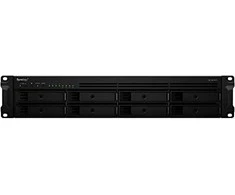 SYNOLOGY RS1221RP+ 8 skyrių NAS-Rackmount AMD Ryzen V1500B keturių branduolių 2,2 GHz 4GB DDR4 iki 32GB RJ-45 4x1GbE 2xUSB 3.2 1xeSATA