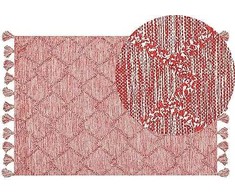 Beliani Lumarko medvilnės kilimas 140 x 200 cm raudona NIGDE!