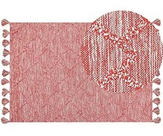 Beliani Lumarko medvilnės kilimas 160 x 230 cm raudona NIGDE!
