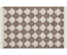 Beliani Lumarko Medvilninis kilimėlis 160 x 230 cm rudas su smėlio spalvos SINOP!