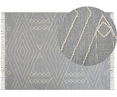 Beliani Lumarko medvilnės kilimas 140 x 200 cm WHENIFRA baltai pilka!