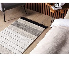 Beliani Vilnonis kilimas 80 x 150 cm smėlio ir juodos spalvos YAZLIK Lumarko!