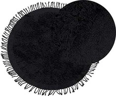 Beliani Lumarko Rug shaggy apvalioje medvilnėje (140 cm juodos BITLIS)!