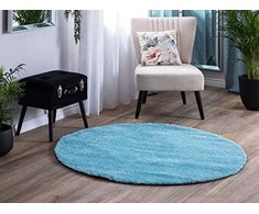 Beliani Apskritas kilimas 140 cm mėlyna DEMRE