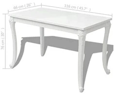 Valgomojo stalas, 116x66x76cm, labai blizgus, baltas