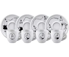 4 espreso puodelių rinkinys BIALETTI CAROUSEL Porcelianas 4x 50 ml Baltas