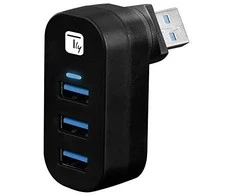 TECHLY Mini Rotating Hub su 3 USB 3.0 prievadais Juodas