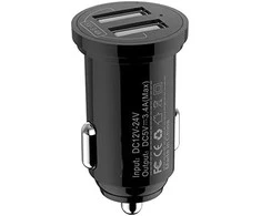 TECHLY Mini Car Charger 2 USB-A Prievadai 17W/3.4A Juodas