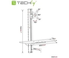 Techly ICA-PLW 01 laikiklis / stovas 68,6 cm (27 colių) monitoriams, sieninis, sidabrinis