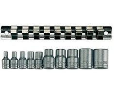 TengTools Sukimo galvučių komplektas Teng Tools M3814; TX-E; 1/4''; 3/8''; 10 vnt.