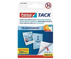 Tesa adhesive pads TACK, 200pcs., reusable, transparent