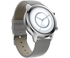 Išmanusis laikrodis Mobvoi TicWatch C2+, Platinos spalvos korpusas su šviesiai pilkos spalvos odiniu dirželiu