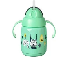TOMMEE TIPPEE 300 ml 7+ mėn. mokomasis puodelis su šiaudeliu, žalias