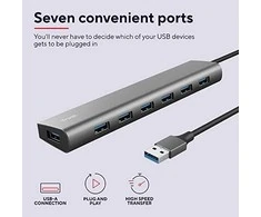 Trust Halyx - Type-A 5000 Mbit/s 7 Port USB 3.2 Gen1 Hub (sidabrinis)