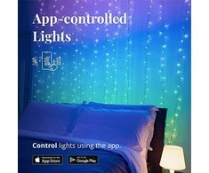 Kalėdinė išmanioji lempučių girlianda Twinkly Curtain 210L 5mm RGBW, užuolaidos, daugiaspalvės