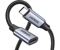 Kabelio nikeliavimas UGREEN US372 USB Type C 3.1 Gen2 nuo vyriškos iki moteriškos 1 m (juodas)