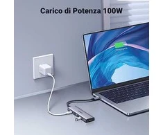 Adapteris Ugreen CM511 USB-C to HDMI 1.4 + 3xUSB-A + USB-C PD100W pilkas
