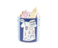 Antspaudų rinkinys Aladine Stampo Textile 13vnt. Navy + pagalvėlė antspaudams juoda