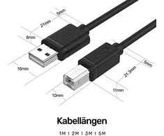 UNITEK Y-C421GBK Unitek USB 2.0 kabelis AM-BM, 5m Y-C421GBK