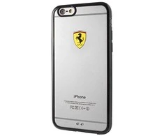 Ferrari kietas dėklas FEHCP6BK Apple iPhone 6/6S racing shield skaidrus juodos spalvos