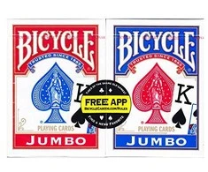 Bicycle Jumbo Blister Pack 2 Kortų Kaladės (Mėlynos Ir Raudonos)