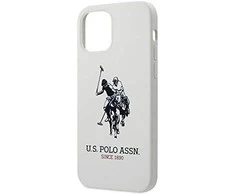 Dėklas „Us Polo Assn US Polo“ USHCP12LSLHRWH, „Apple iPhone 12 Pro Max 6,7“ baltos spalvos silikoninė kolekcija