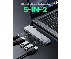 Adapterio šakotuvas UGREEN, 2XUSB_C iki 3x USB 3.0, HDMI