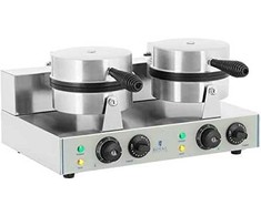 Vaflinė Royal Catering Apvalus dvigubas TEFLON vaflinis lygintuvas, kurio skersmuo 18,5 cm