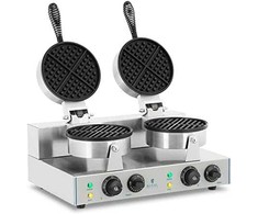 Vaflinė Royal Catering Apvalus dvigubas TEFLON vaflinis lygintuvas, kurio skersmuo 18,5 cm