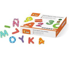 VIGA Medinės Magnetinės Raidės ir Skaičiai Rinkinys 77 Elementai