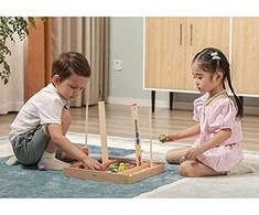 Viga medinis edinis žaidimas loginis karoliukai 104 Montessori elementai