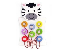Medinė VIGA manipuliacinė lenta Zebras Montessori metodika