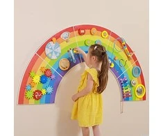 Viga Toys VIGA medinė sensorinė manipuliacinė lenta EDU Vaivorykštė