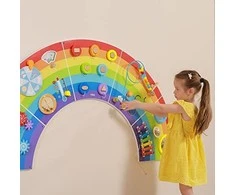 Viga Toys VIGA medinė sensorinė manipuliacinė lenta EDU Vaivorykštė